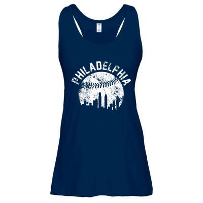 Philadelphia Baseball City Skyline Vintage Ladies Essential Flowy Tank