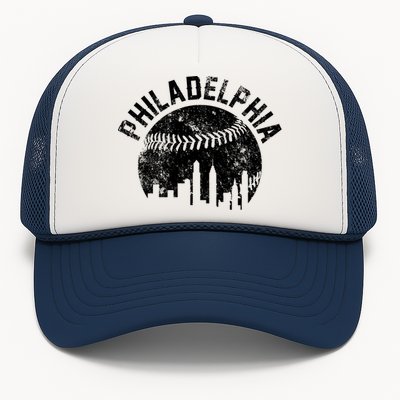 Philadelphia Baseball City Skyline Vintage Trucker Hat