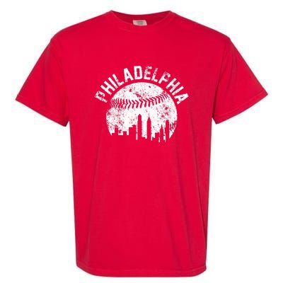 Philadelphia Baseball City Skyline Vintage Garment-Dyed Heavyweight T-Shirt