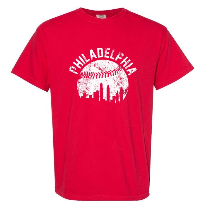 Philadelphia Baseball City Skyline Vintage Garment-Dyed Heavyweight T-Shirt