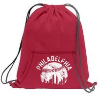 Philadelphia Baseball City Skyline Vintage Sweatshirt Cinch Pack Bag