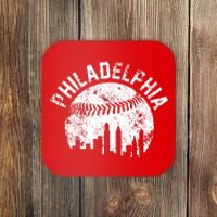 Philadelphia Baseball City Skyline Vintage Coaster