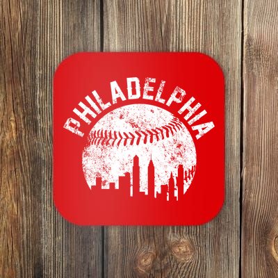 Philadelphia Baseball City Skyline Vintage Coaster