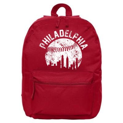 Philadelphia Baseball City Skyline Vintage 16 in Basic Backpack