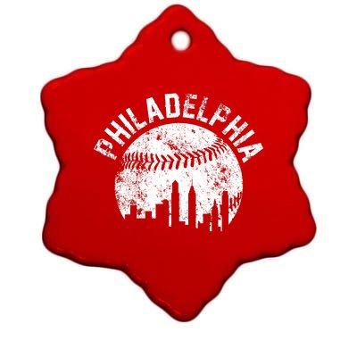 Philadelphia Baseball City Skyline Vintage Ceramic Star Ornament