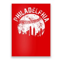 Philadelphia Baseball City Skyline Vintage Poster