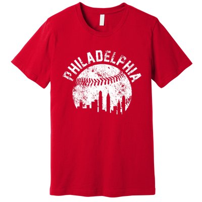 Philadelphia Baseball City Skyline Vintage Premium T-Shirt