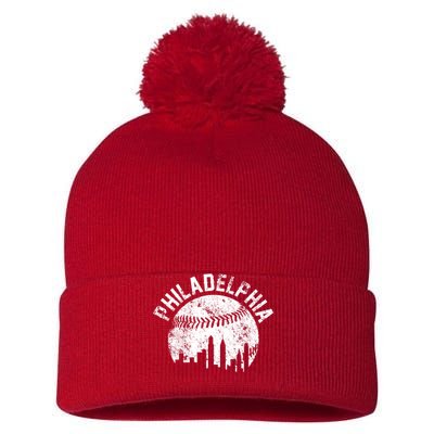 Philadelphia Baseball City Skyline Vintage Pom Pom 12in Knit Beanie