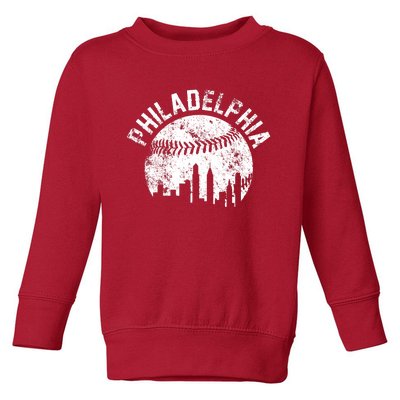 Philadelphia Baseball City Skyline Vintage Toddler Sweatshirt