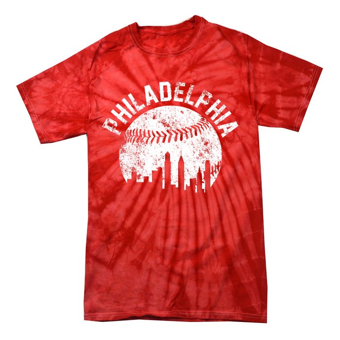 Philadelphia Baseball City Skyline Vintage Tie-Dye T-Shirt