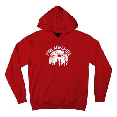 Philadelphia Baseball City Skyline Vintage Tall Hoodie