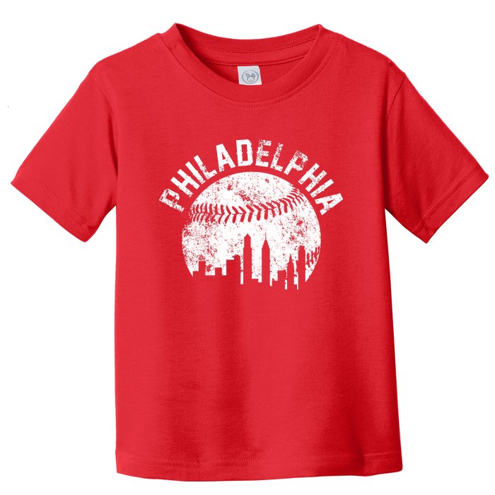 Philadelphia Baseball City Skyline Vintage Toddler T-Shirt