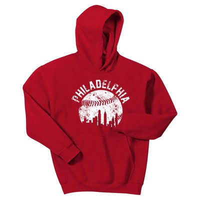 Philadelphia Baseball City Skyline Vintage Kids Hoodie