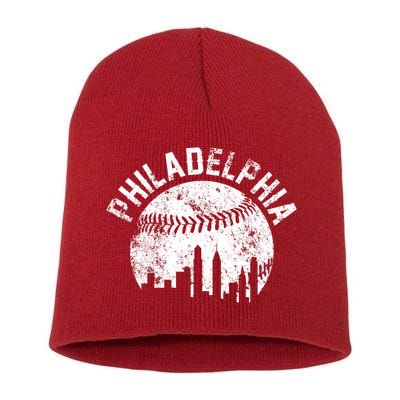 Philadelphia Baseball City Skyline Vintage Short Acrylic Beanie