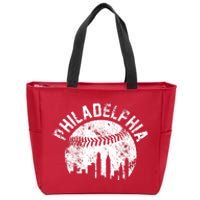 Philadelphia Baseball City Skyline Vintage Zip Tote Bag