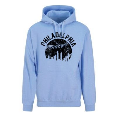 Philadelphia Baseball City Skyline Vintage Unisex Surf Hoodie