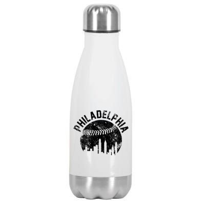 Philadelphia Baseball City Skyline Vintage Stainless Steel Insulated Water Bottle