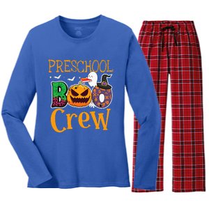 Preschool Boo Crew PreK Teachers Students Halloween Women's Long Sleeve Flannel Pajama Set 