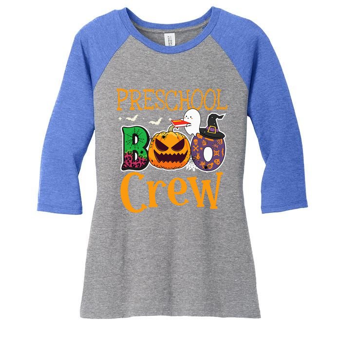 Preschool Boo Crew PreK Teachers Students Halloween Women's Tri-Blend 3/4-Sleeve Raglan Shirt