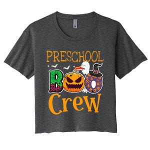 Preschool Boo Crew PreK Teachers Students Halloween Women's Crop Top Tee