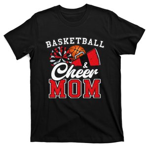 Proud Basketball & Cheer Mom Cheerleader Mom Mama Red T-Shirt