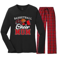 Proud Basketball & Cheer Mom Cheerleader Mom Mama Red Women's Long Sleeve Flannel Pajama Set 