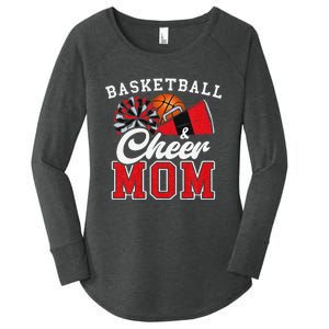 Proud Basketball & Cheer Mom Cheerleader Mom Mama Red Women's Perfect Tri Tunic Long Sleeve Shirt