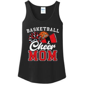 Proud Basketball & Cheer Mom Cheerleader Mom Mama Red Ladies Essential Tank