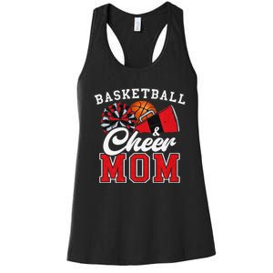 Proud Basketball & Cheer Mom Cheerleader Mom Mama Red Women's Racerback Tank