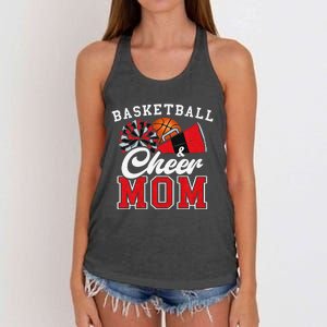 Proud Basketball & Cheer Mom Cheerleader Mom Mama Red Women's Knotted Racerback Tank