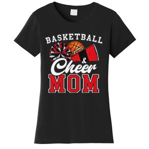 Proud Basketball & Cheer Mom Cheerleader Mom Mama Red Women's T-Shirt