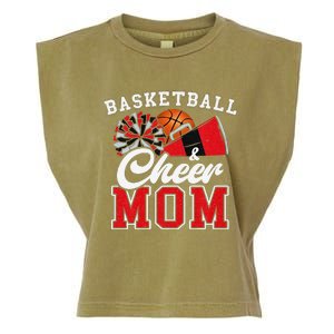 Proud Basketball & Cheer Mom Cheerleader Mom Mama Red Garment-Dyed Women's Muscle Tee