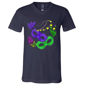 Parade Beads Carnival Masquerade Gift Mardi Gras V-Neck T-Shirt