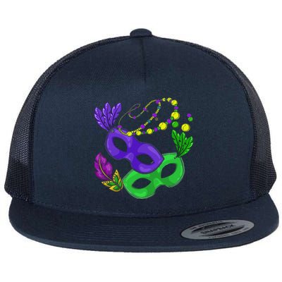 Parade Beads Carnival Masquerade Gift Mardi Gras Flat Bill Trucker Hat