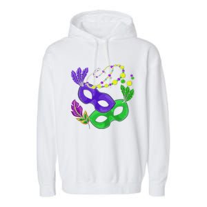 Parade Beads Carnival Masquerade Gift Mardi Gras Garment-Dyed Fleece Hoodie