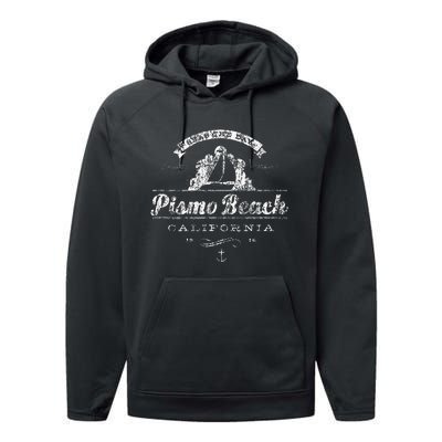 Pismo Beach CA Sailboat Vintage Nautical Performance Fleece Hoodie