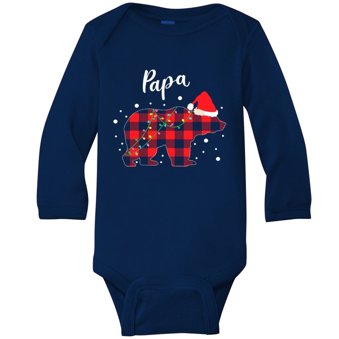 Papa Bear Christmas Pajama Red Plaid Buffalo Matching Family Baby Long Sleeve Bodysuit