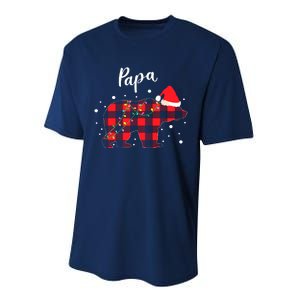 Papa Bear Christmas Pajama Red Plaid Buffalo Matching Family Performance Sprint T-Shirt