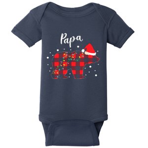 Papa Bear Christmas Pajama Red Plaid Buffalo Matching Family Baby Bodysuit