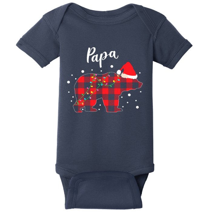 Papa Bear Christmas Pajama Red Plaid Buffalo Matching Family Baby Bodysuit