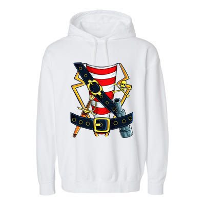 Pirate Buccaneer Costume Funny Halloween Novelty Garment-Dyed Fleece Hoodie