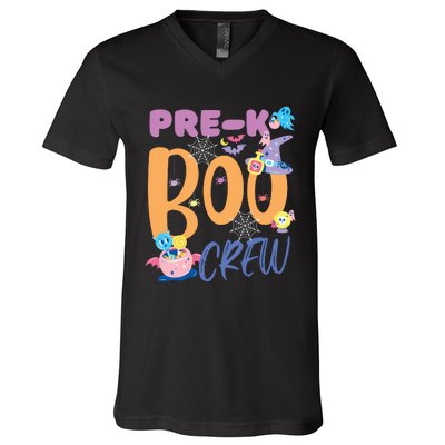 PreK Boo Crew Teacher Students Halloween Costume Party Team V-Neck T-Shirt