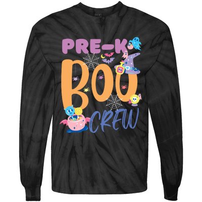 PreK Boo Crew Teacher Students Halloween Costume Party Team Tie-Dye Long Sleeve Shirt