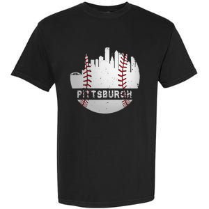 Pittsburgh Baseball Cityscape Distressed Novelty Pirate Gift Garment-Dyed Heavyweight T-Shirt