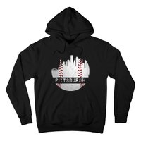 Pittsburgh Baseball Cityscape Distressed Novelty Pirate Gift Hoodie