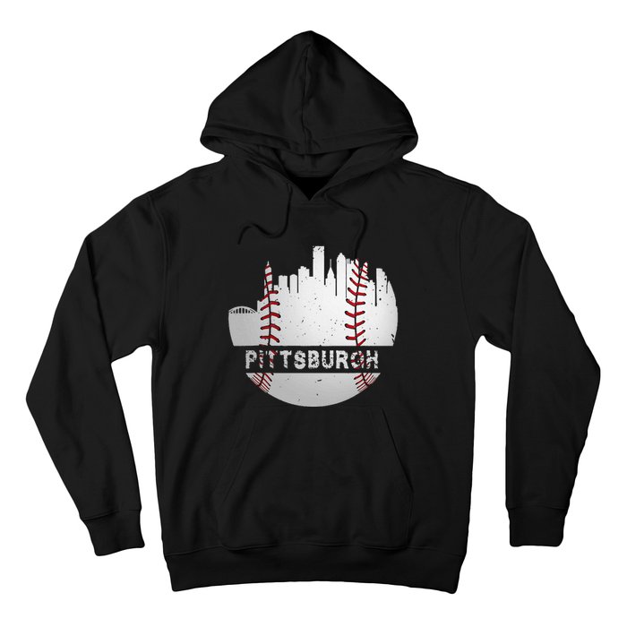 Pittsburgh Baseball Cityscape Distressed Novelty Pirate Gift Hoodie