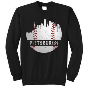 Pittsburgh Baseball Cityscape Distressed Novelty Pirate Gift Sweatshirt