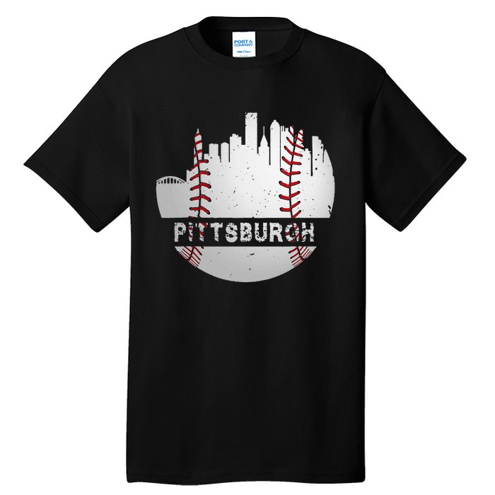 Pittsburgh Baseball Cityscape Distressed Novelty Pirate Gift Tall T-Shirt