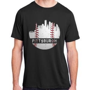 Pittsburgh Baseball Cityscape Distressed Novelty Pirate Gift Adult ChromaSoft Performance T-Shirt