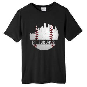 Pittsburgh Baseball Cityscape Distressed Novelty Pirate Gift Tall Fusion ChromaSoft Performance T-Shirt